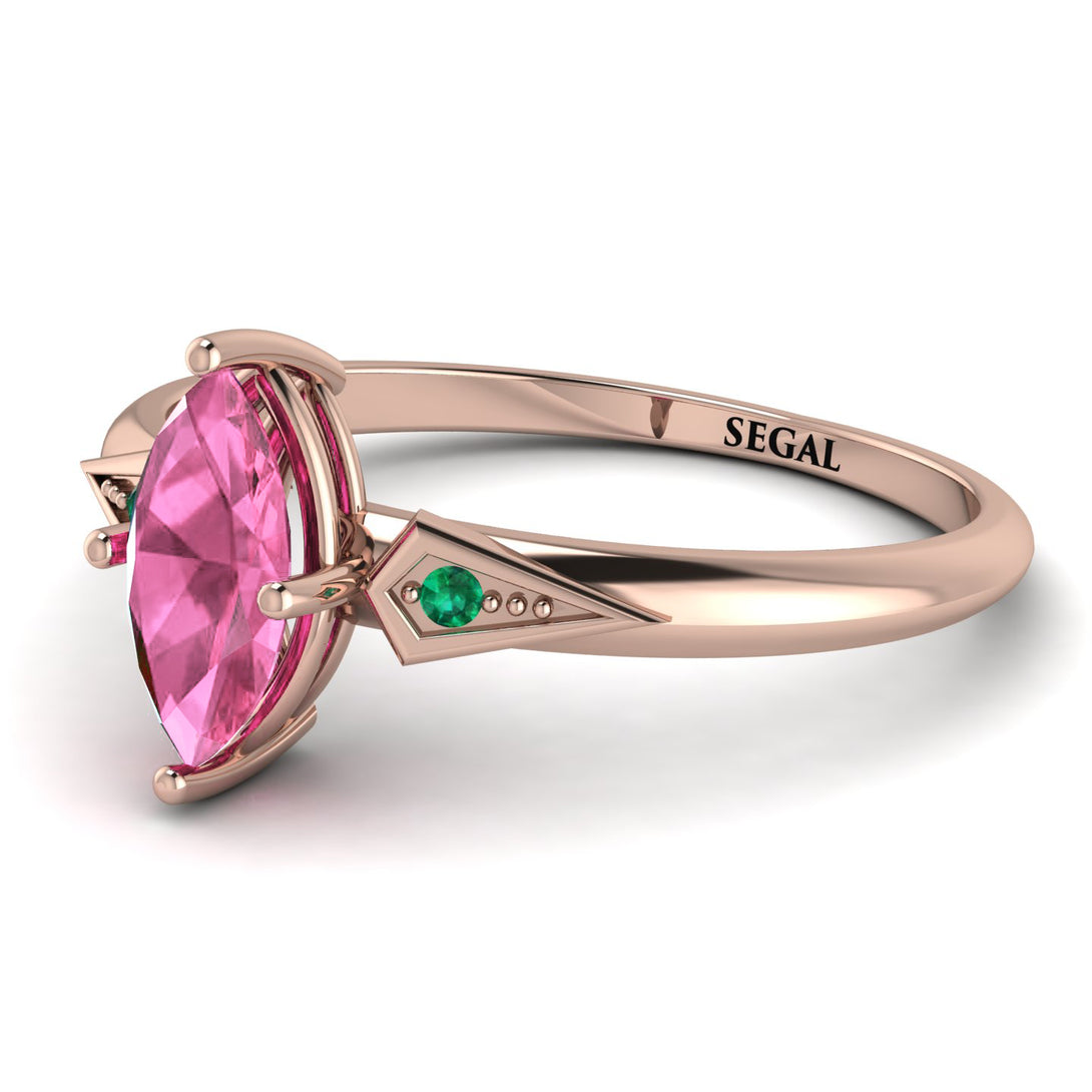 Marquise Pink Moissanite Geometrical Engagement Ring - Reese No. 805